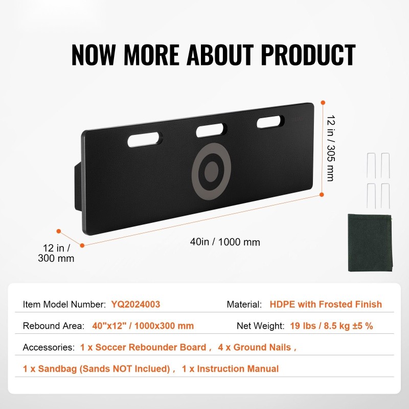 Jalkapallon palautusseinä HDPE 1000x300 mm taitettava säädettävillä kulmilla syöttö ja laukaisuharjoituksiin