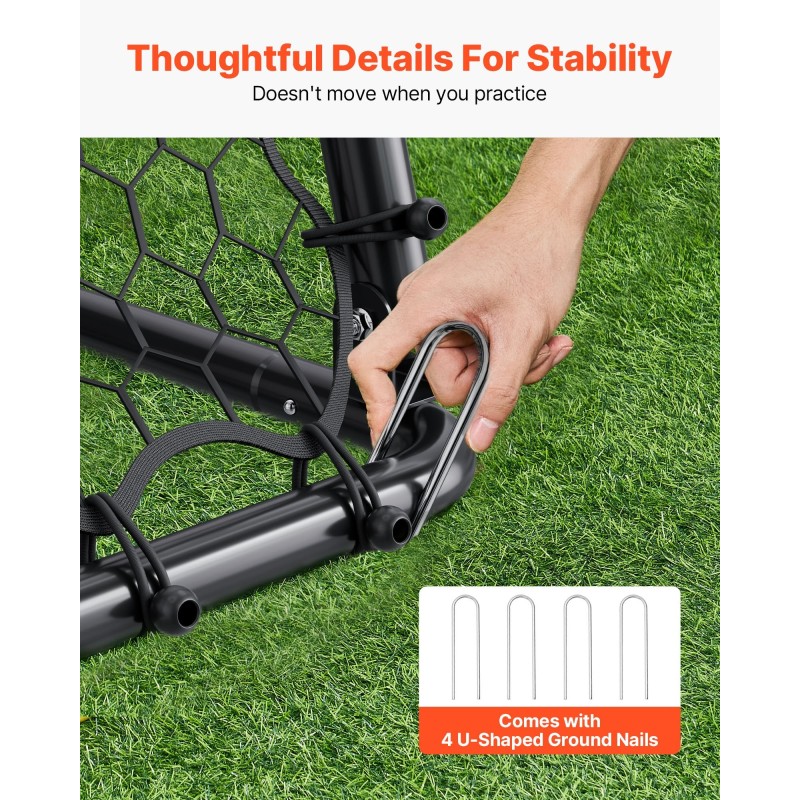 Jalkapallon palautusverkko rautaputkinen 34"x34" taittuva säädettävä kulma