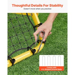 Jalkapallon palautusverkko rautaputkesta 40×35×37 tuumaa säädettävä taittuva kevyt maakiiloilla