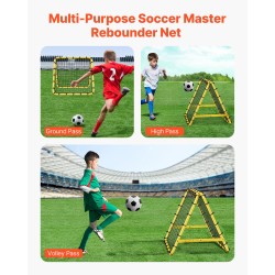 Jalkapallon palautusverkko rautaputkesta 40×35×37 tuumaa säädettävä taittuva kevyt maakiiloilla