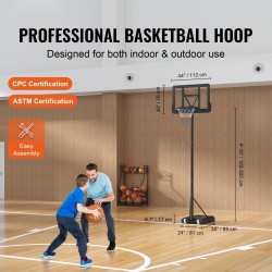 Koripalloteline teräsrunko säädettävä 122–305 senttimetriä täytettävä jalusta pyörillä