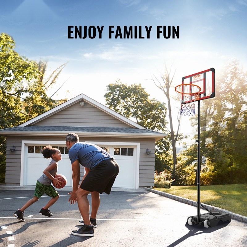 Koripalloteline teräsrunko 28 tuuman levy säädettävä 152–213 senttimetriä täytettävä jalusta pyörillä