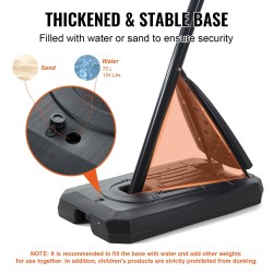 Koripalloteline korkeussäädettävä 232–305 senttimetriä 50 tuuman taustalevy täytettävä jalusta pyörillä teräsrunko