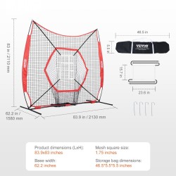 Baseball- ja softball-harjoitusverkko 7x7 jalan polyesteriverkko lasikuitutangot hiiliteräksinen jalusta