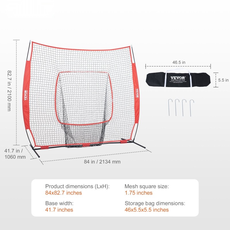 Harjoitusverkko baseballiin ja softballiin polyesteriverkko 213,4×213,4 senttimetriä