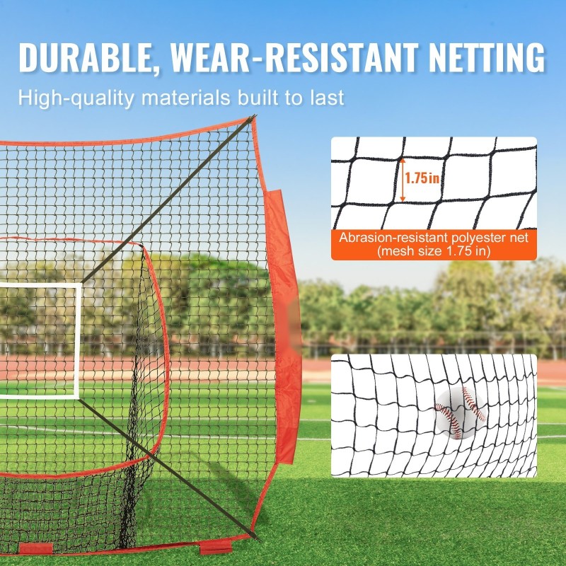 Harjoitusverkko polyesteri 7x7 jalkaa baseball ja softball harjoitteluun ilman runkoa