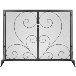 Takkatulen suojaverkko rautarunko ruostumaton teräsverkko kaksiosainen 990 x 802 mm musta