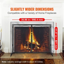 Takkatulen suojaverkko rautarunko ruostumaton teräsverkko kaksiosainen 990 x 802 mm musta