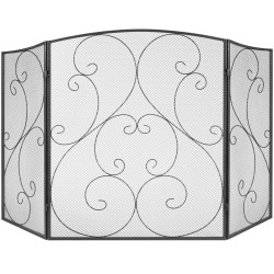 Takkasuoja rautainen 122 cm leveä 76,7 cm korkea 3-paneelinen taittuva