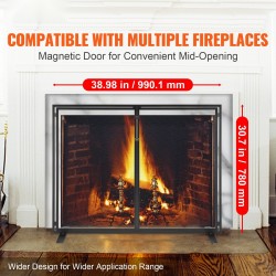 Tulisijan rautainen kipinäsuoja 990 x 780 mm yksi paneeli magneettiovella