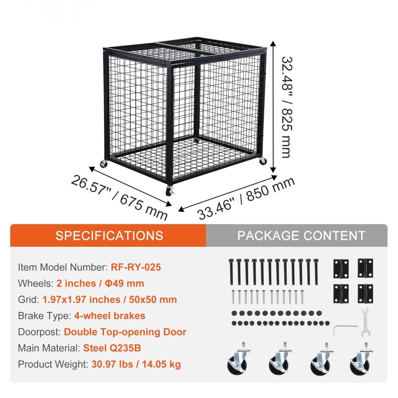 Palloille säilytyskärry hiiliteräksinen kaksiosainen lukittava kansi neljällä pyörällä pinottava