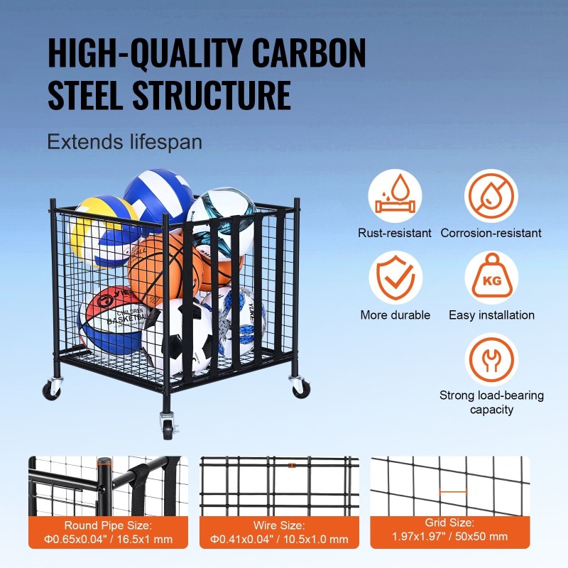 Pallosäilytyskärry hiiliteräs neljällä pyörällä kahdella jarrulla joustavalla nauhaovella pinottava sisä ja ulkokäyttöön