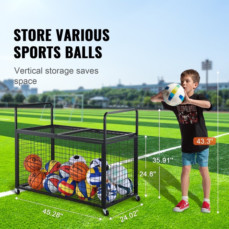 Vieritettävä pallokärry hiiliteräs kaksiosainen lukittava kansi pinottava jarrullisilla pyörillä