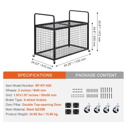 Vieritettävä pallokärry hiiliteräs kaksiosainen lukittava kansi pinottava jarrullisilla pyörillä