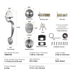 Etuoven lukkosarja sinkkiseosrunko satiininikkeli säädettävä reikäväli 195–224 mm sopii molemmille kätisille