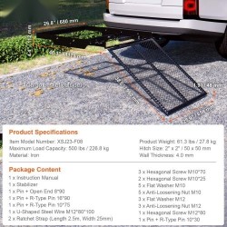 Vetokoukkuun kiinnitettävä rautainen pyörätuoli ja skootterikori 1175×680×112 mm 226,8 kg