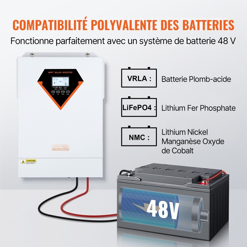 Hybridiaurinkoinvertteri 5500W puhdas siniaalto 230V 48V akuille sisäänrakennettu 100A MPPT