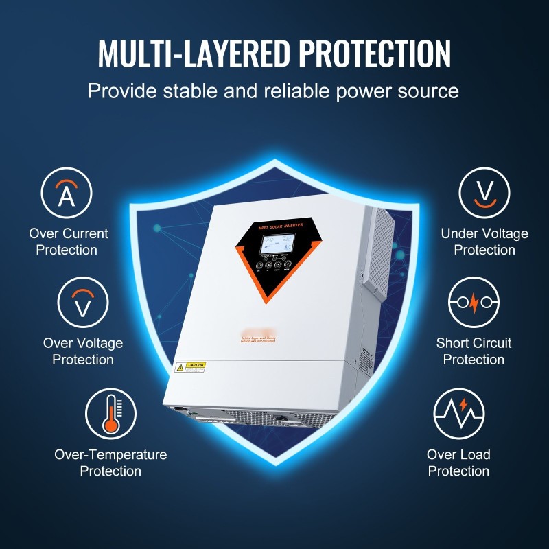 Hybridi aurinkosähköinvertteri 3500W 230V puhdas siniaalto 60A MPPT 24V akuille