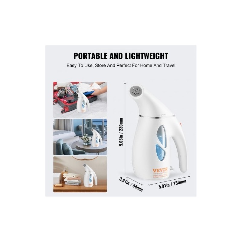 Pystymallinen käsikäyttöinen vaatehöyrystin 800 watin teho irrotettava 240 millilitran säiliö suojakäsineet
