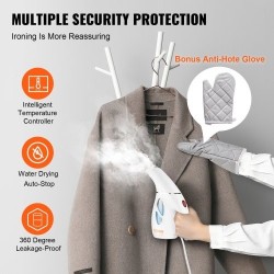 Pystymallinen käsikäyttöinen vaatehöyrystin 800 watin teho irrotettava 240 millilitran säiliö suojakäsineet