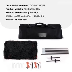 Lyöntihäkki palloharjoitteluun sisä- ja ulkokäyttöön 40 jalan lasikuiturungoilla suljettu kantolaukulla