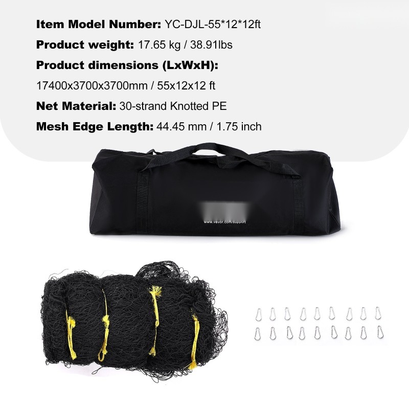 Lyöntiverkko 30-säikeinen solmittu PE 55FT UV-suojattu kuljetuspussilla sisä- ja ulkokäyttöön