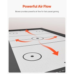 Ilmakiekkopöytä 84 tuumaa sisäkäyttöön X-muotoiset jalat tehokas puhallin elektroninen pisteenlaskuri