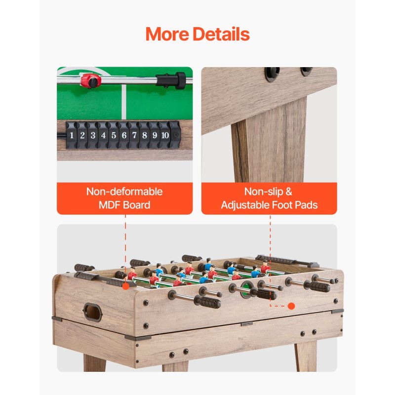 Neljän pelin yhdistelmäpelipöytä 32-tuumainen MDF-levy lapsille ja perheille