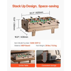 Neljän pelin yhdistelmäpelipöytä 32-tuumainen MDF-levy lapsille ja perheille