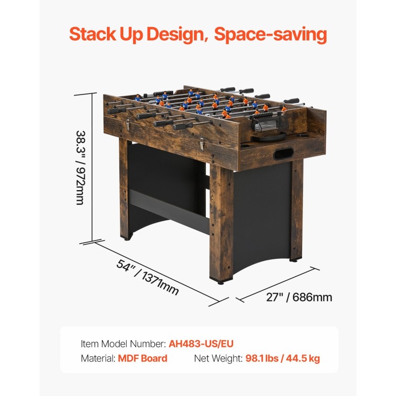 Pelipöytä kolmen pelin 54-tuumainen MDF-levyrakenteinen ilmakiekko pöytätennis pöytäjalkapallo