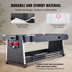 Pelipöytä kääntyvä kolmelle pelille biljardi ilmakiekko pöytätennis MDF-levy PVC-pinta 88 tuuman