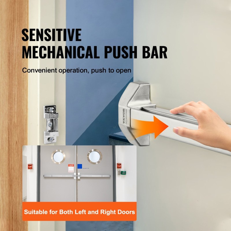 Paineriippulukko ruostumattomasta teräksestä 762–914 mm oville ulkokahvalla ja kolmella avaimella