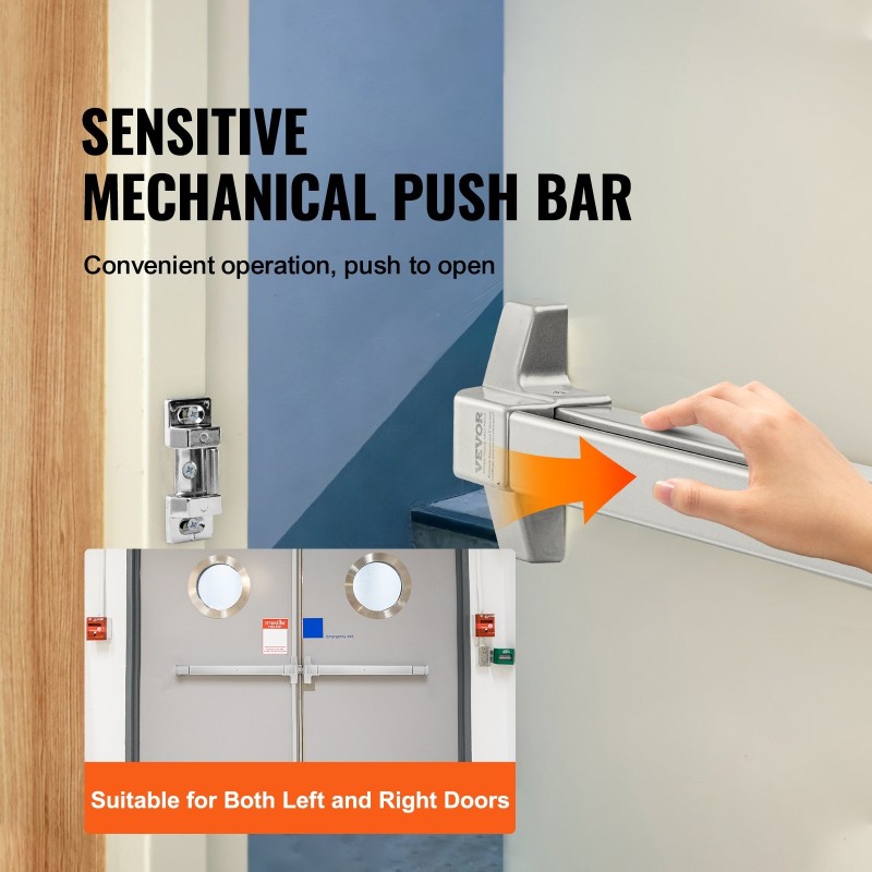 Työntöaisa-hätälukko hiiliteräksinen puu- ja metallioville 711–1041 mm ulkokahvalla 3 avaimella