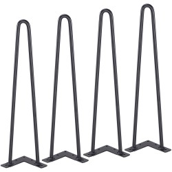 Hiiliteräksiset hiussolkimalliset pöydänjalat 482,6 mm 4 kpl enimmäiskuorma 227 kg kumiset lattiasuojat