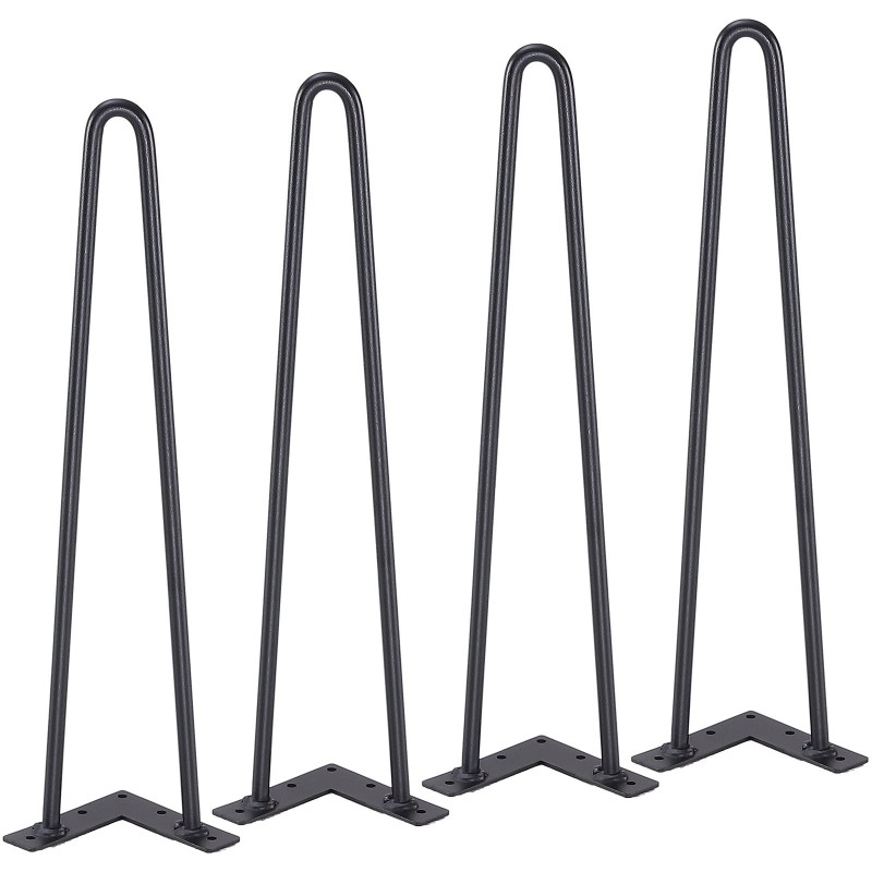 Hiiliteräksiset hiussolkimalliset pöydänjalat 482,6 mm 4 kpl enimmäiskuorma 227 kg kumiset lattiasuojat