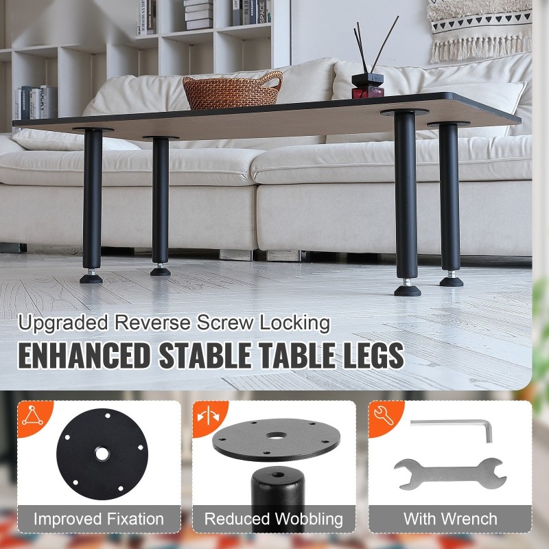 Pöydänjalat hiiliterästä 406,4 mm säädettävät jalkakupit 4 kpl 544 kg kantavuus