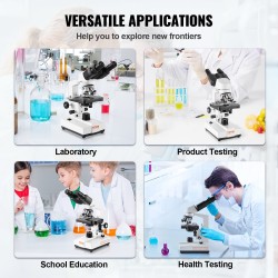 Binokulaarinen yhdistelmämikroskooppi 40–2500x säädettävä LED-valaistus kaksikerroksinen metallipöytä puhelinteline