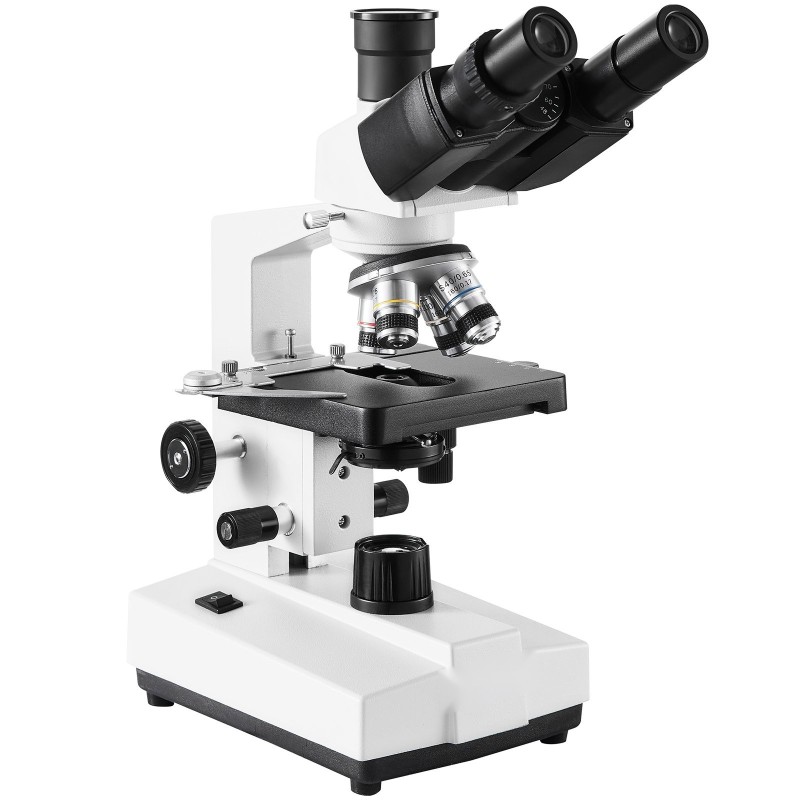 Kolmitorninen yhdistelmämikroskooppi 40–5000x LED-valaistus kaksikerroksinen metallinen näytelava liitettävyys tietokoneeseen