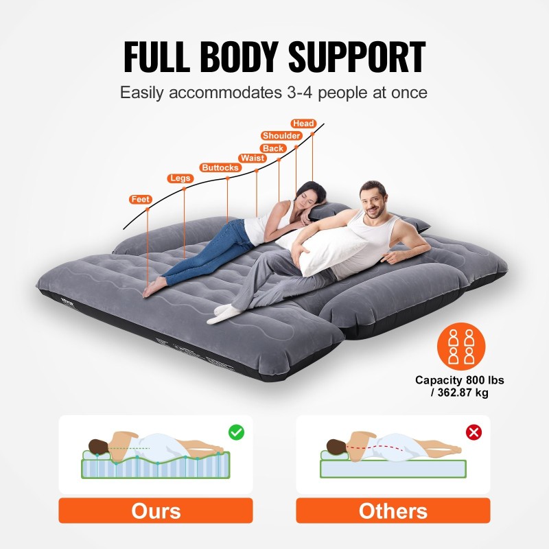 Ilmapatja lava-autoon 6–6,5 jalan flockattu polyvinyylikloridi 12 voltin ilmapumppu 2 ilmatyynyä