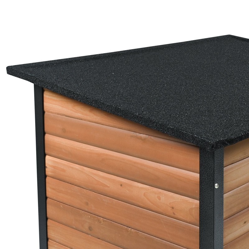 Ulkokoirankoppi vedenkestävä setripuu rautarunko eristetty korotettu lattia keskikokoisille ja suurille