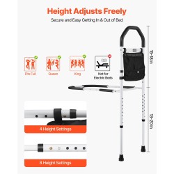 Sängynlaita säädettävä korkeus hiiliteräsputki PU-kahva sopii useimpiin sänkyihin