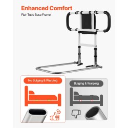 Sängynlaita säädettävä taittuva hiiliteräsrunko polyuretaanipinnoitettu kahva kantavuus 136 kg eri sänkymitoille