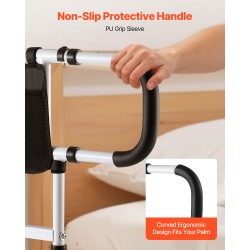 Sängynlaita säädettävä taittuva hiiliteräsrunko polyuretaanipinnoitettu kahva kantavuus 136 kg eri sänkymitoille