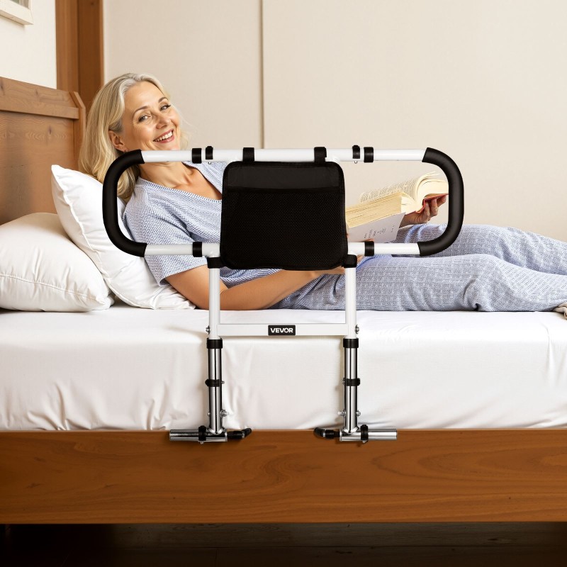 Sängynlaita säädettävä taittuva hiiliteräsrunko polyuretaanipinnoitettu kahva kantavuus 136 kg eri sänkymitoille