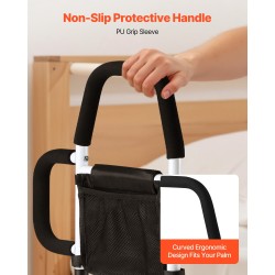 Sängynlaita hiiliteräsputkesta säädettävällä korkeudella polyuretaanisella kahvalla ja sivukahvalla sopii eri sänkikokoihin