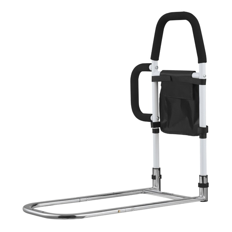 Sängynlaita hiiliteräsputkesta säädettävällä korkeudella polyuretaanisella kahvalla ja sivukahvalla sopii eri sänkikokoihin