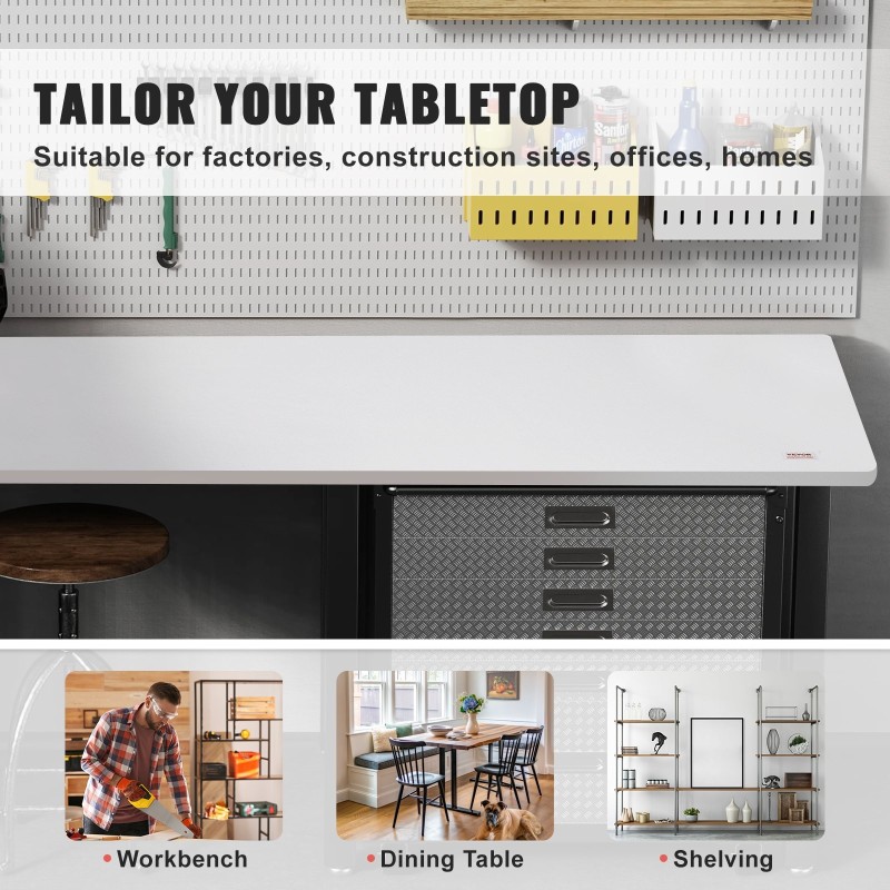 Lastulevyinen pöytälevy 1397×711 mm 25 mm valkoinen 100 kilon kantavuus