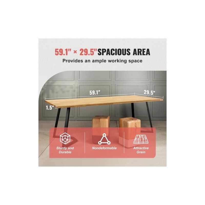 Pöytätaso vaahterapuu 1500×750 mm 38 mm kantavuus 150 kg