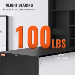 Seinään kiinnitettävä lastulevytaittopöytä liitutaululla hyllyillä ja koukuilla kotitoimistoon