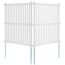 PVC näkösuojapaneelit 48 x 48 tuumaa valkoiset 2 paneelia galvanoidut piikit ulkokäyttöön